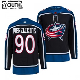 Columbus Blue Jackets Elvis Merzlikins 90 Adidas 2022-23 Reverse Retro 2.0 Schwarz Trikot Authentic - Kinder